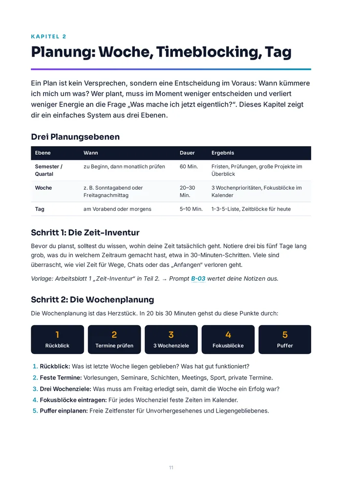 Leseprobe: Kapitel 2, drei Planungsebenen