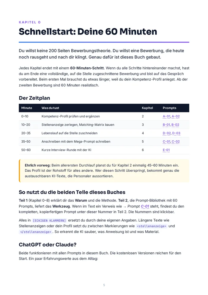 Leseprobe: Kapitel 0, der Zeitplan über 60 Minuten