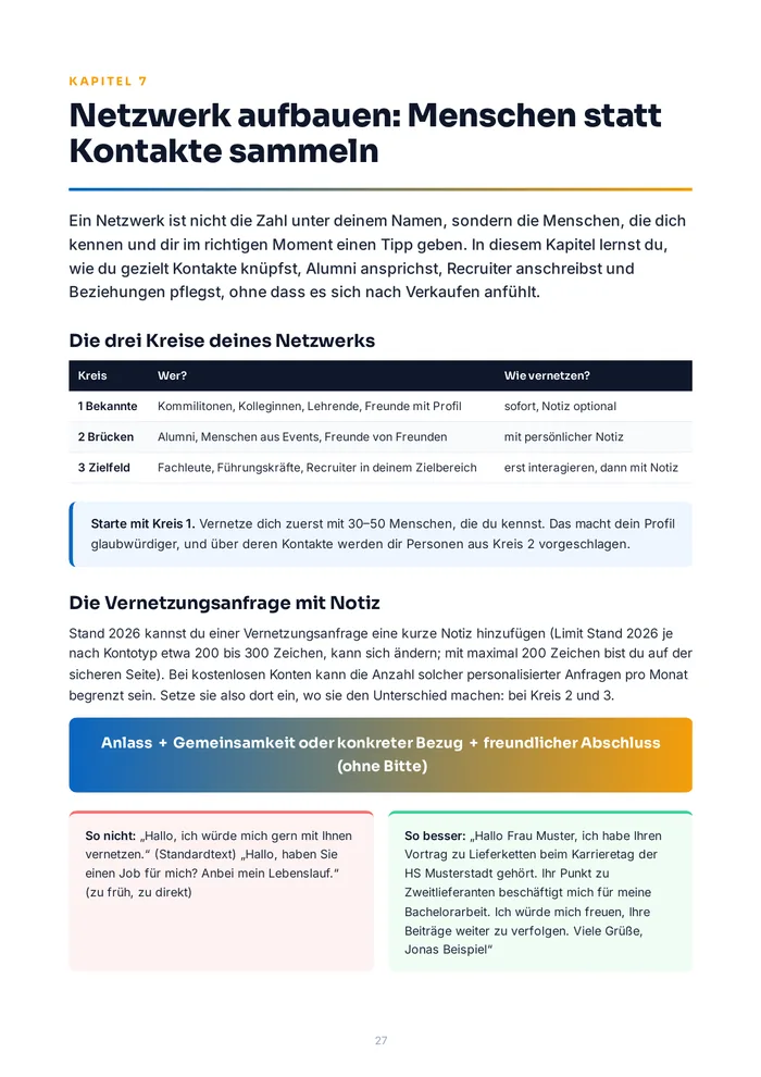 Leseprobe: Kapitel 7, das Netzwerk aufbauen