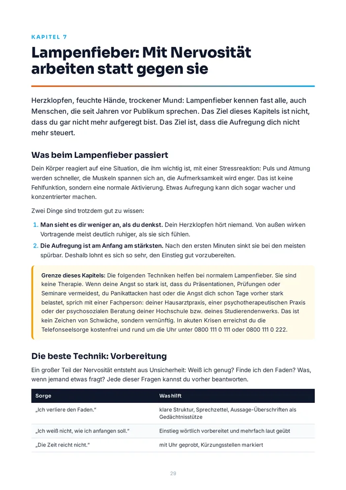 Leseprobe: Kapitel 7, Lampenfieber