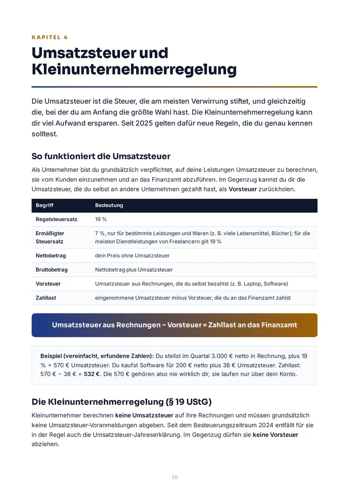 Leseprobe: Kapitel 4, die Kleinunternehmerregelung