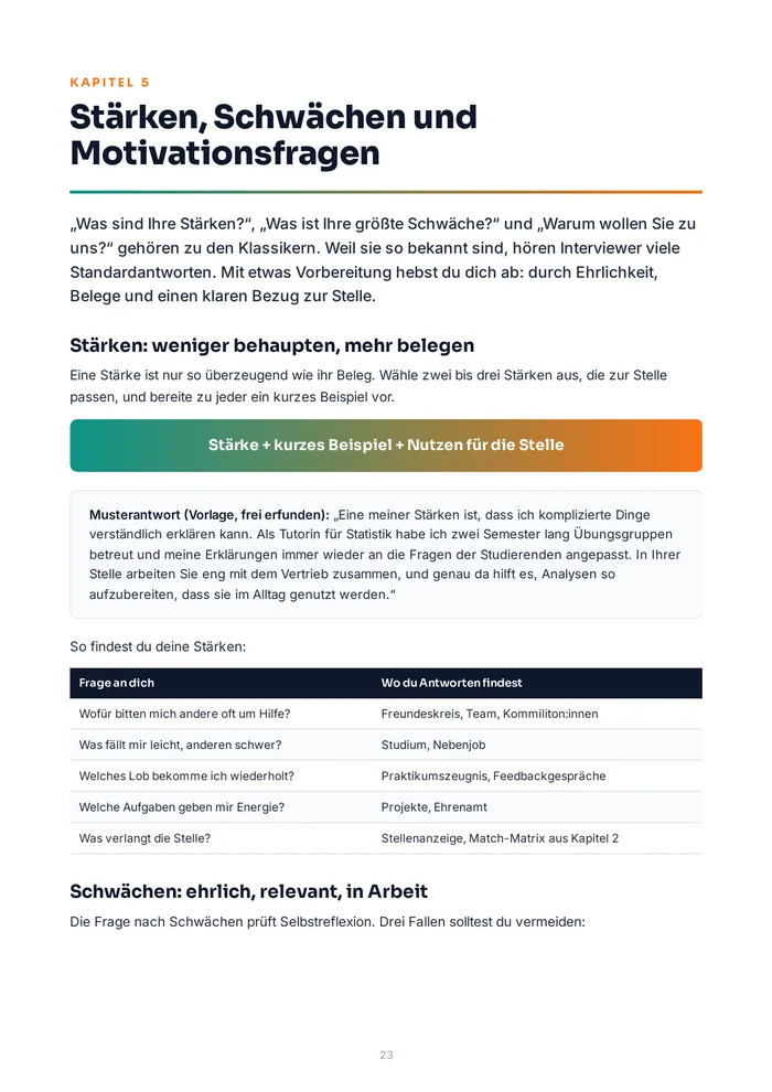 Leseprobe: Kapitel 5, Stärken belegen statt behaupten